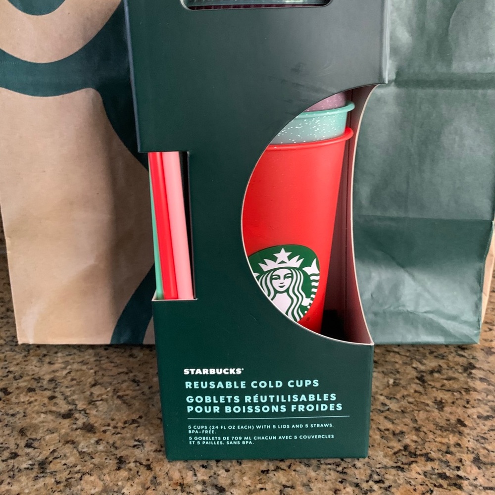 Starbucks Reusable Glitter Cups with Straws